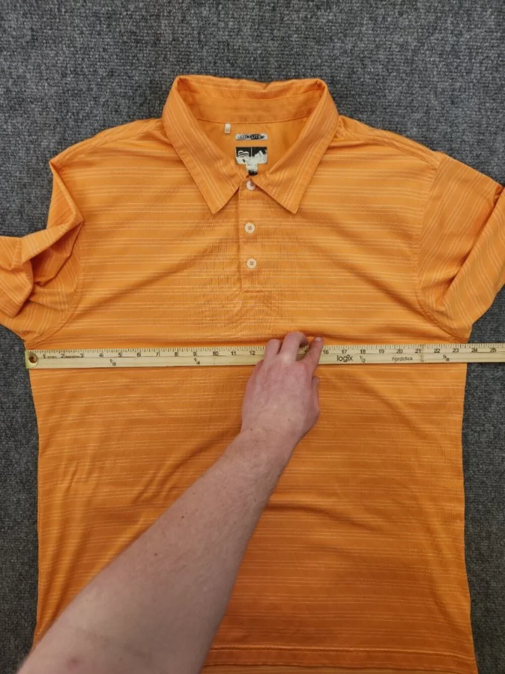 Adidas Climalite Adult Men Large Orange Striped Short Sleeve Golf Polo Polyester
